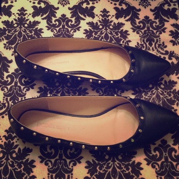 BCBGeneration Shoes - RE-POSH BCBG Black Flats w/ Studs